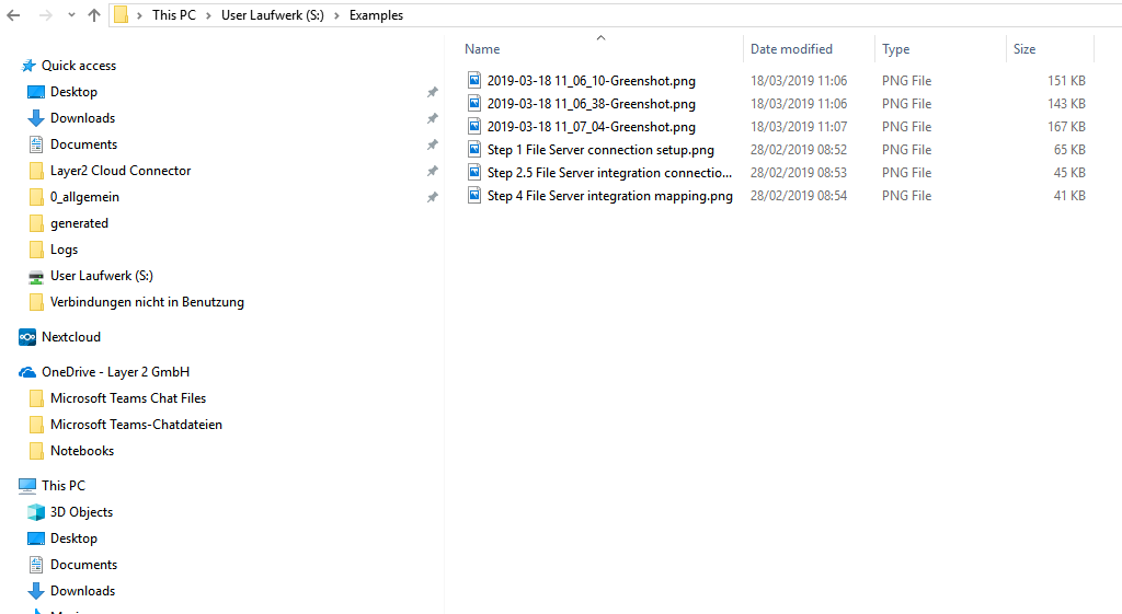Screenshot of finished File Server integration