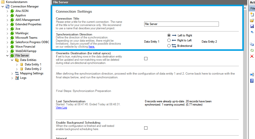 Screenshot of connection setup to migrate file server to SharePoint