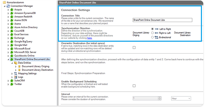 Choose the file systems to sync