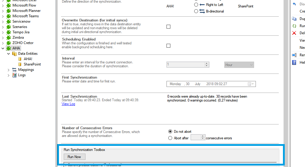 Start the data integration of Aha!