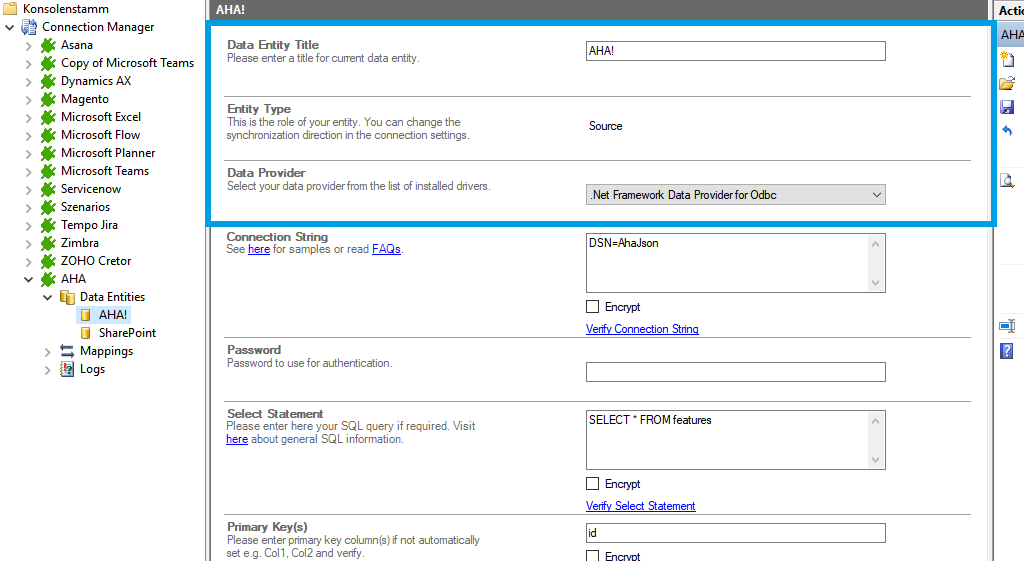 Source setup for aha! integration in the Layer2 Cloud Connector