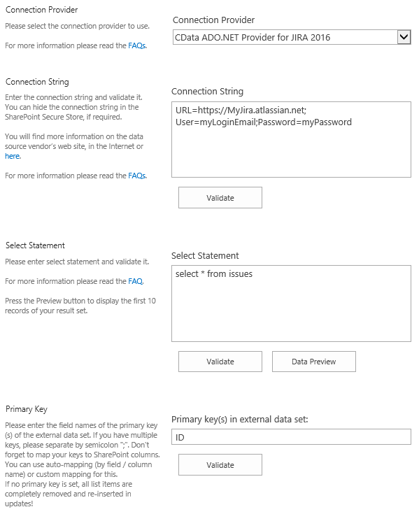 SharePoint on-prem and Jira connection sample