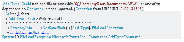 possible issue in powershell with BDLC screenshot