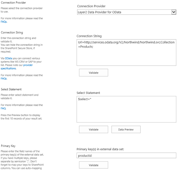 Odata to SharePoint connection