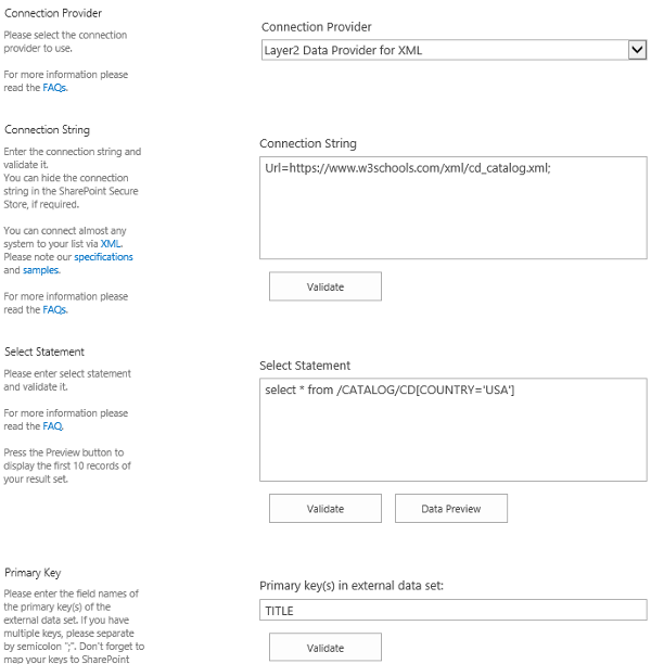 XML to SharePoint connection