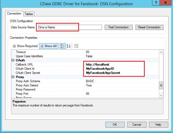 Facebook DSN settings