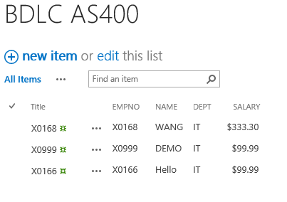 AS400 data in SharePoint lists