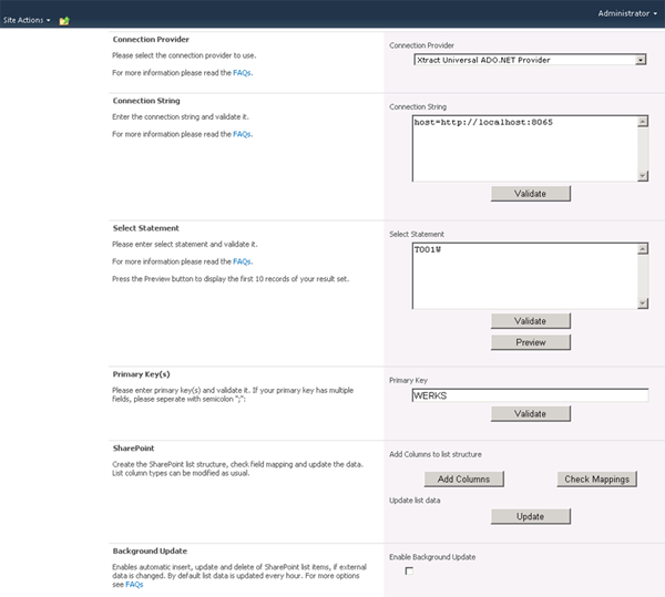 how to setup sap connection with sharepoint 6