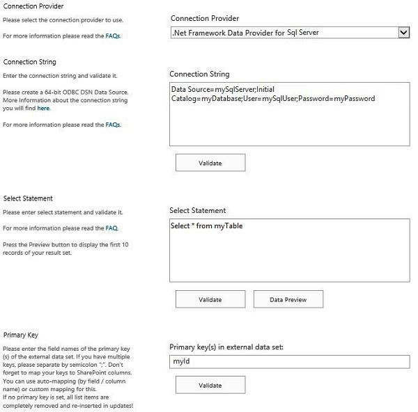 SharePoint, Sage ERP CRM, Data Integration ConfigurationSettings