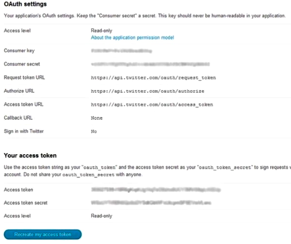 OAuth Settings for Twitter