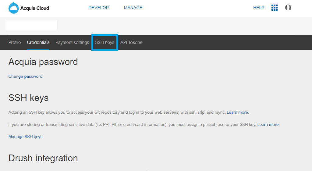 Acquia SSH Keys