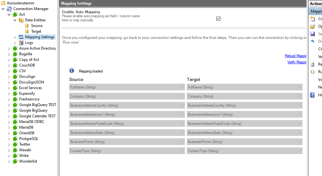 Step 4 ActCRM integration mapping