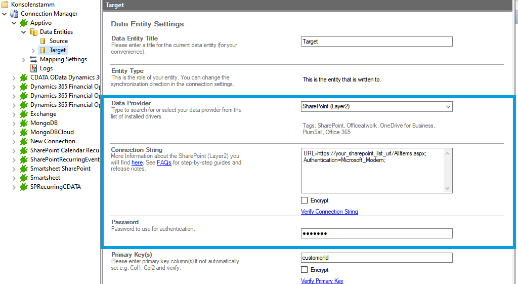 Target setup for apptivo integration in the Layer2 Cloud Connector