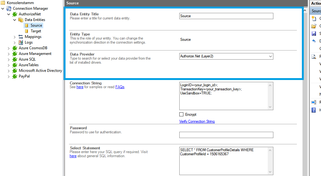 Step 2 AuthorizeNet integration source setup