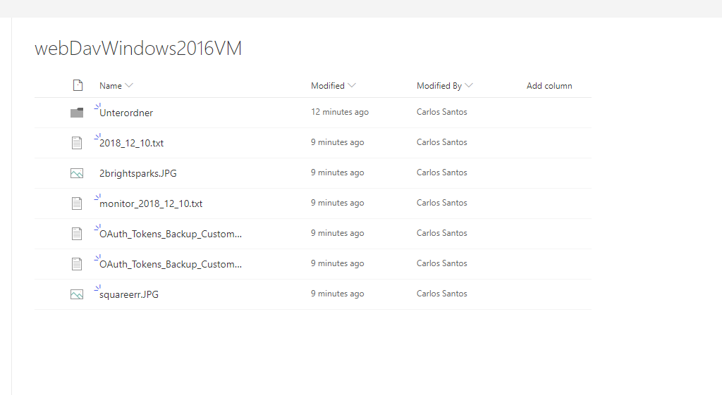 Screenshot of SharePoint Online document library connected to Azure