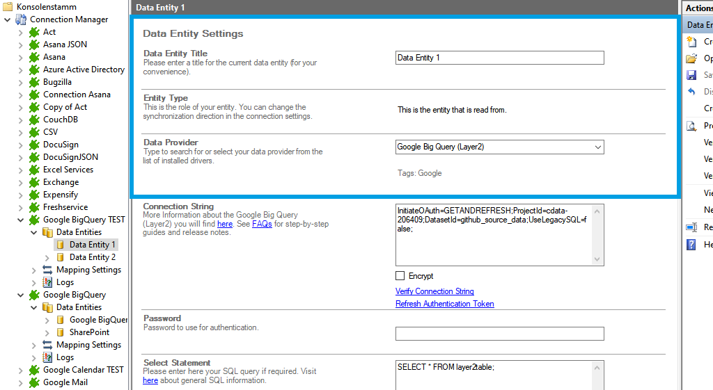 Step 2 Google BigQuery integration source setup