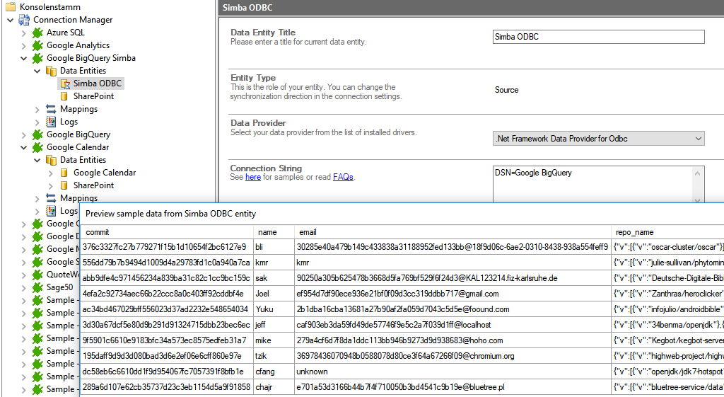 Preview data in the Layer2 Cloud Connector