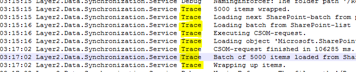 cc-support-file-package-trace-in-log Example of trace messages in connection log file