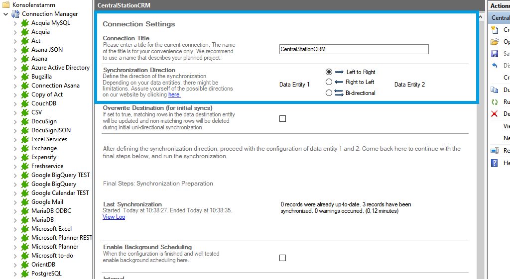 Step 1 CentralStationCRM connection setup.png