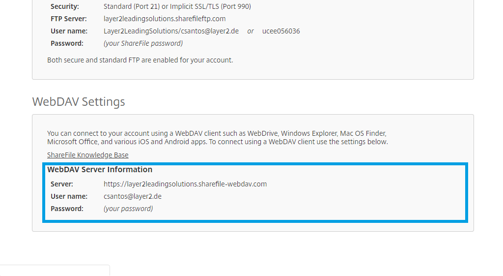 Citrix WebDAV settings