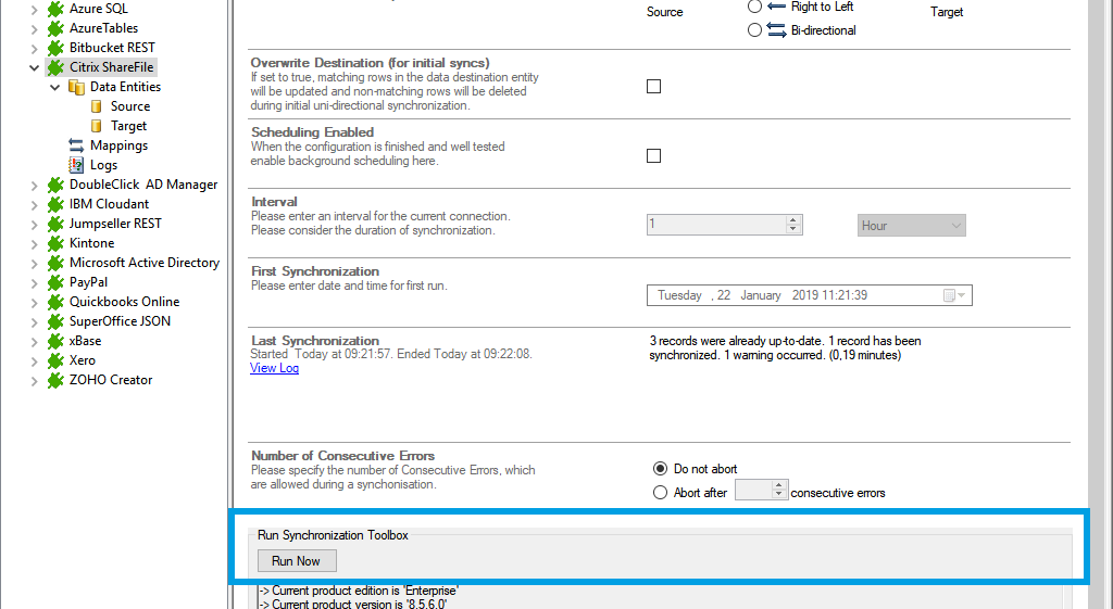 Step 5 Citrix ShareFile data integration start