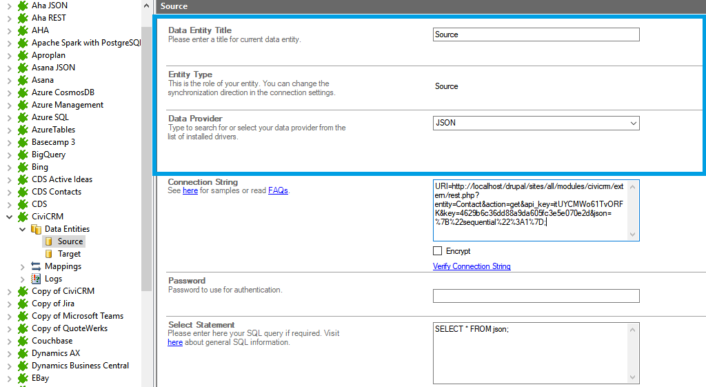 Step 2 CiviCRM integration source setup