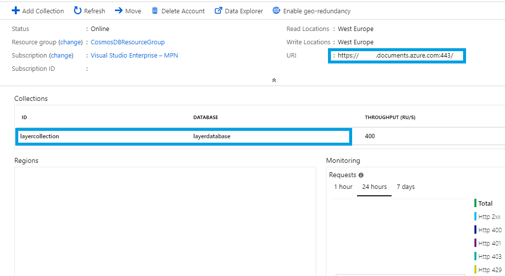 CosmosDB uri