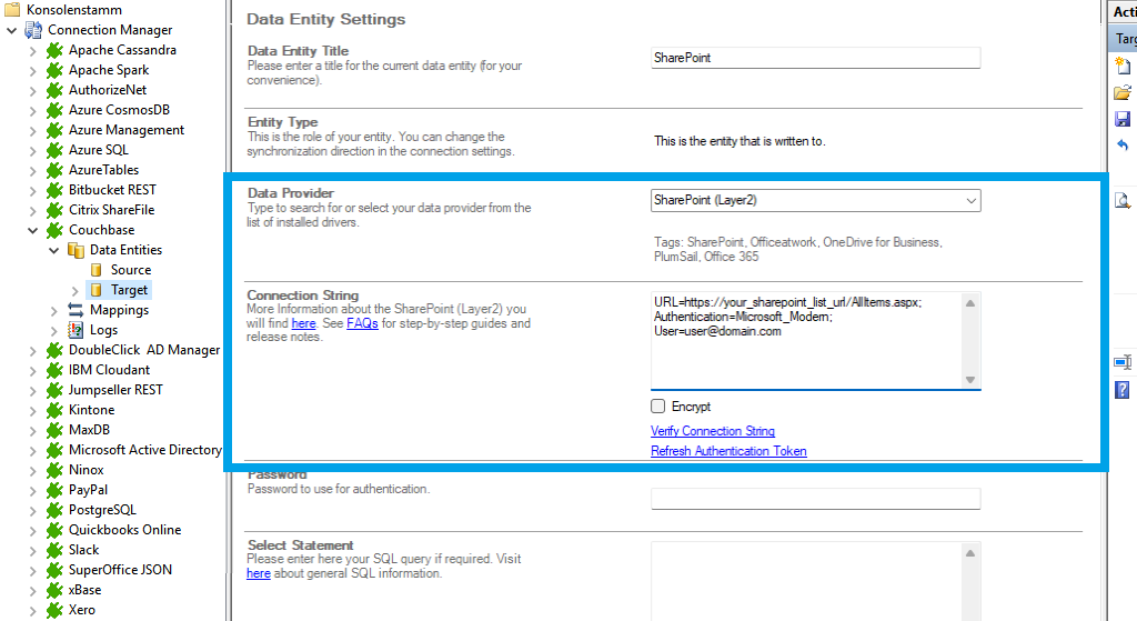 Step 3 Couchbase integration target setup