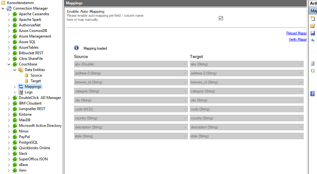 Step 4 Couchbase integration mapping