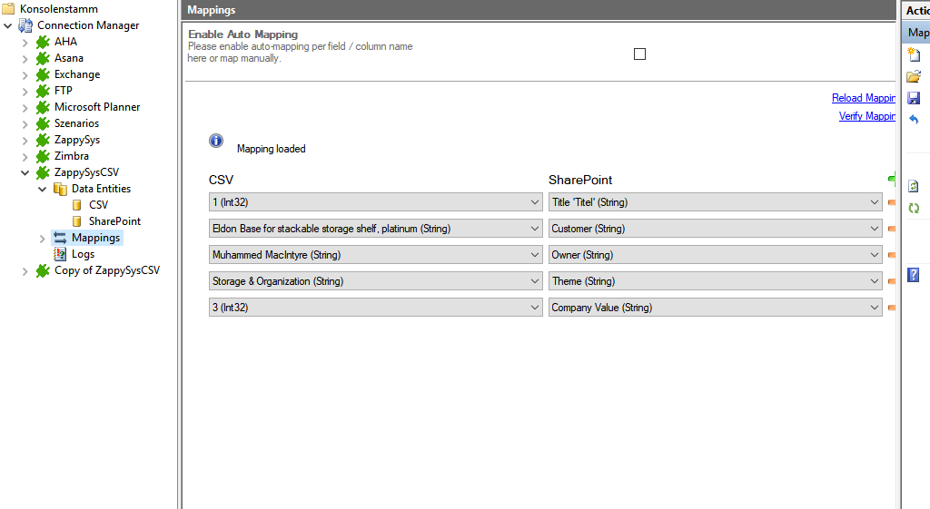 Step 4 CSV ZappySys integration mapping.png