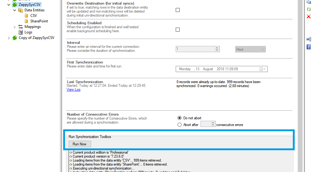 Step 5 CSV ZappySys data integration start.png