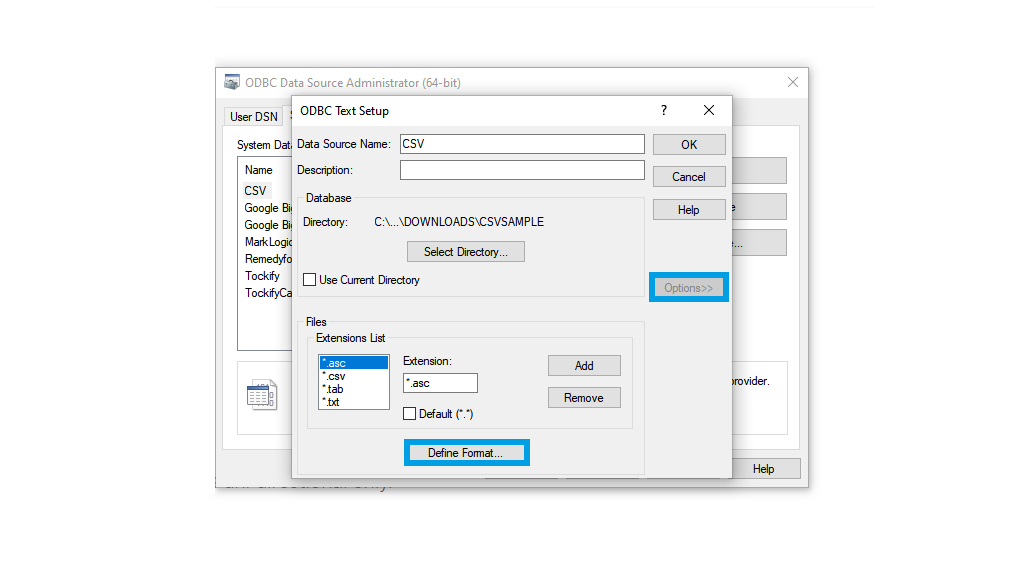 CSV define format