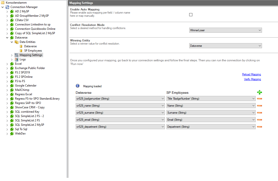 Microsoft Dataverse Mapping