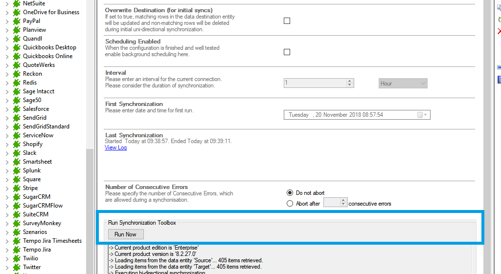 Step 5 Dynamics 365 Business Central data integration start.png