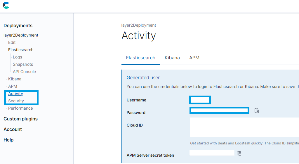 Elasticsearch username and password