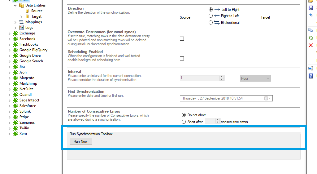 Start the data integration of Email integration-start