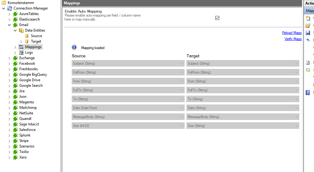 Mapping in the Layer2 Cloud Connector for Email data integration