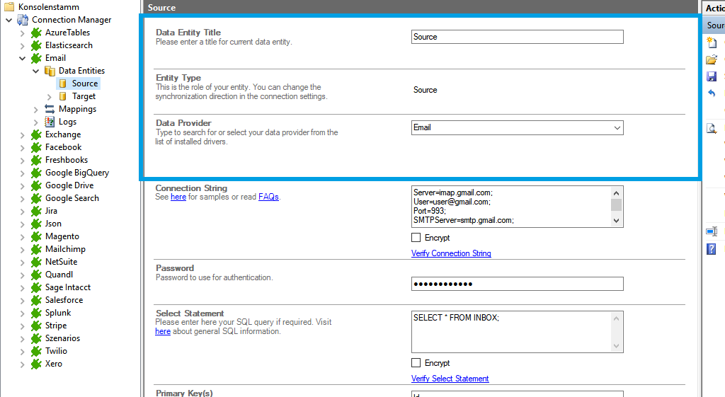 Source setup for Email integration in the Layer2 Cloud Connector