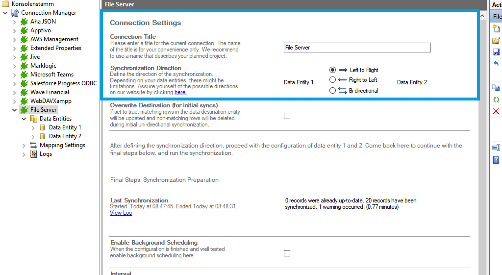 Step 1 File Server connection setup