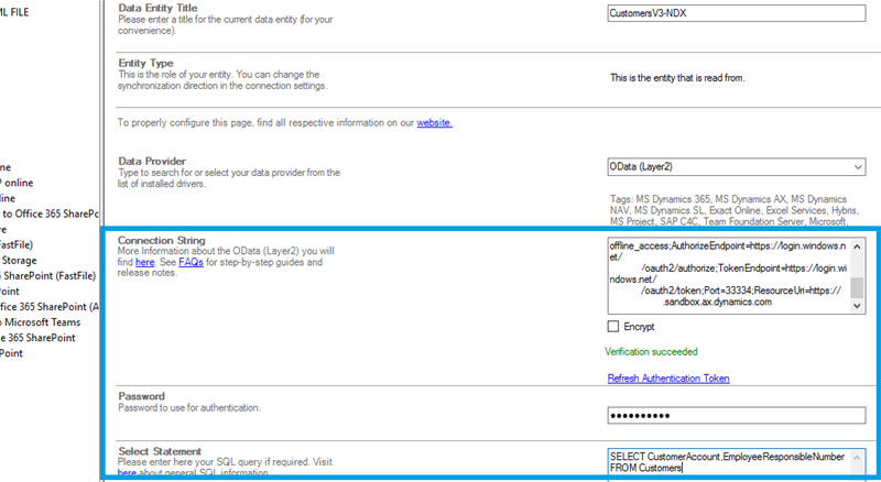 Step 2.5 Financial and Operations integration connection string setup