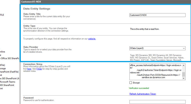 Source setup for Finance and Operations integration in the Layer2 Cloud Connector