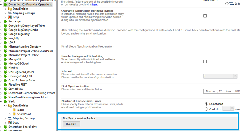 Step 5 Run Finance Operations integration