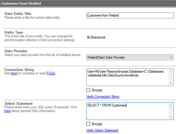 firebird data integration connection sample