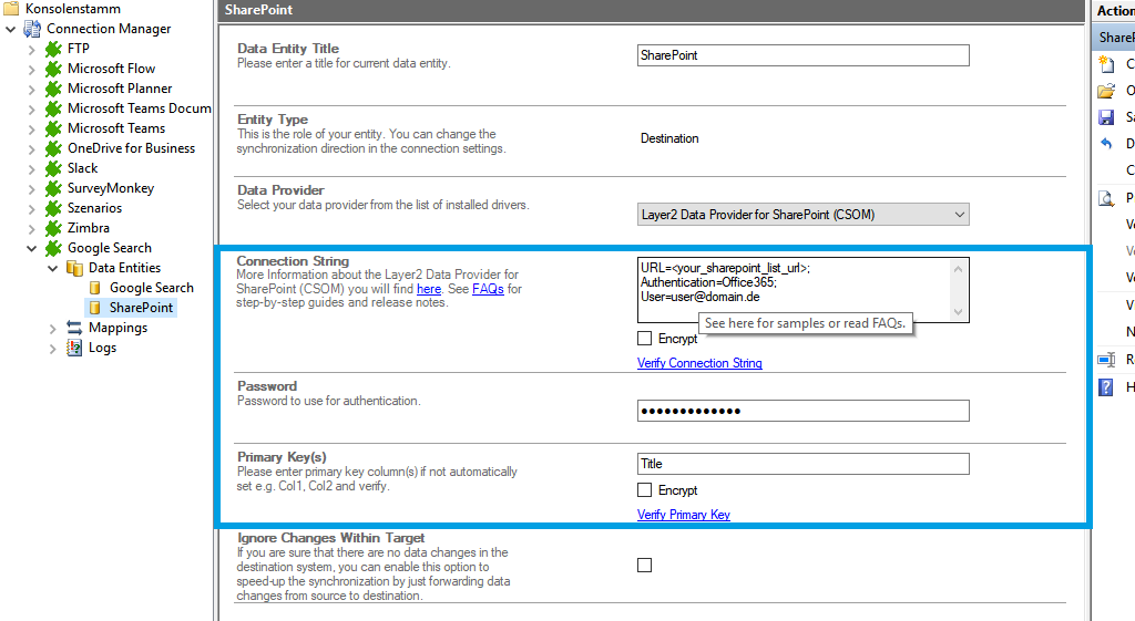 Preview data of Google Search integration