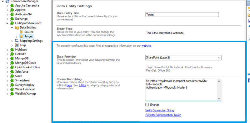 Step 3 Hubspot integration target setup