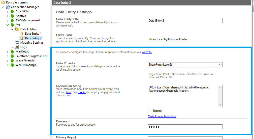 Target setup for jive integration in the Layer2 Cloud Connector