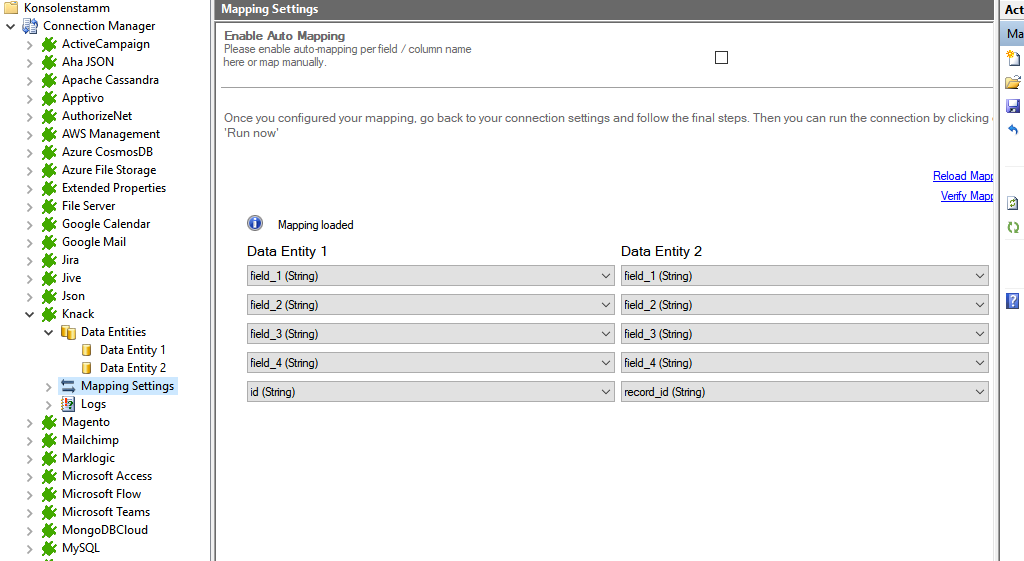 Mapping in the Layer2 Cloud Connector for Knack data integration