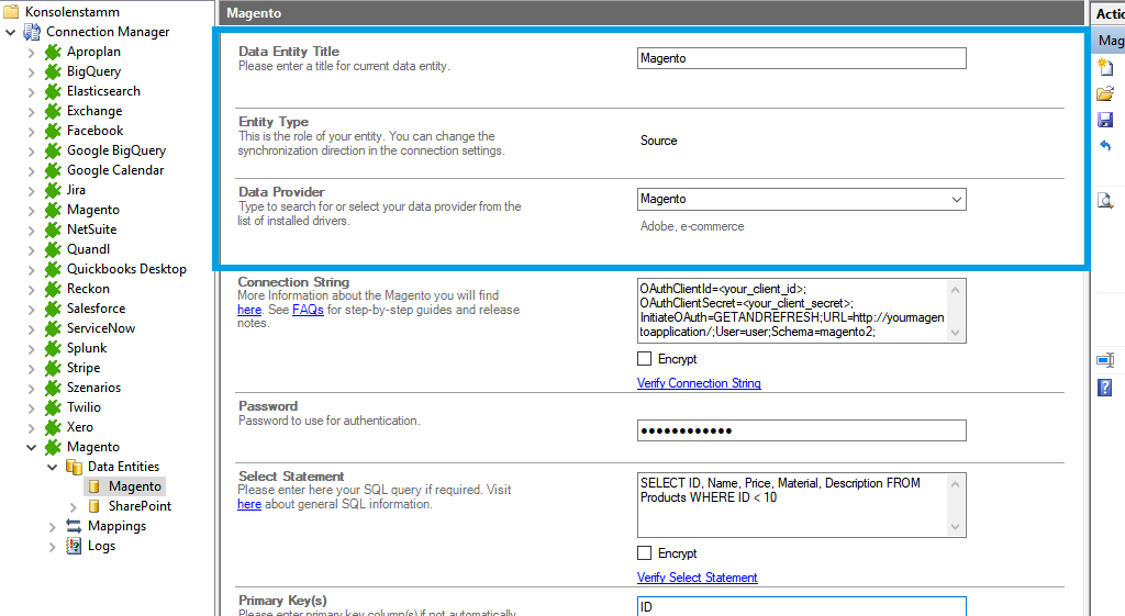 Step 2 Magento integration source setup