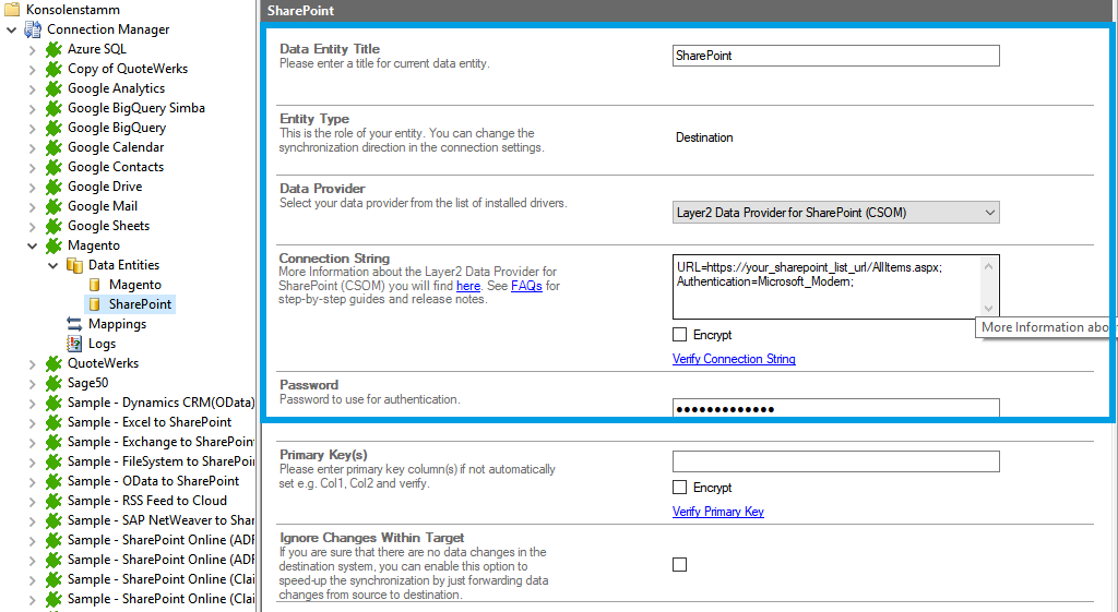 Step 3 Magento integration target setup