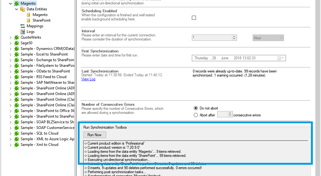 Step 5 Magento data integration start